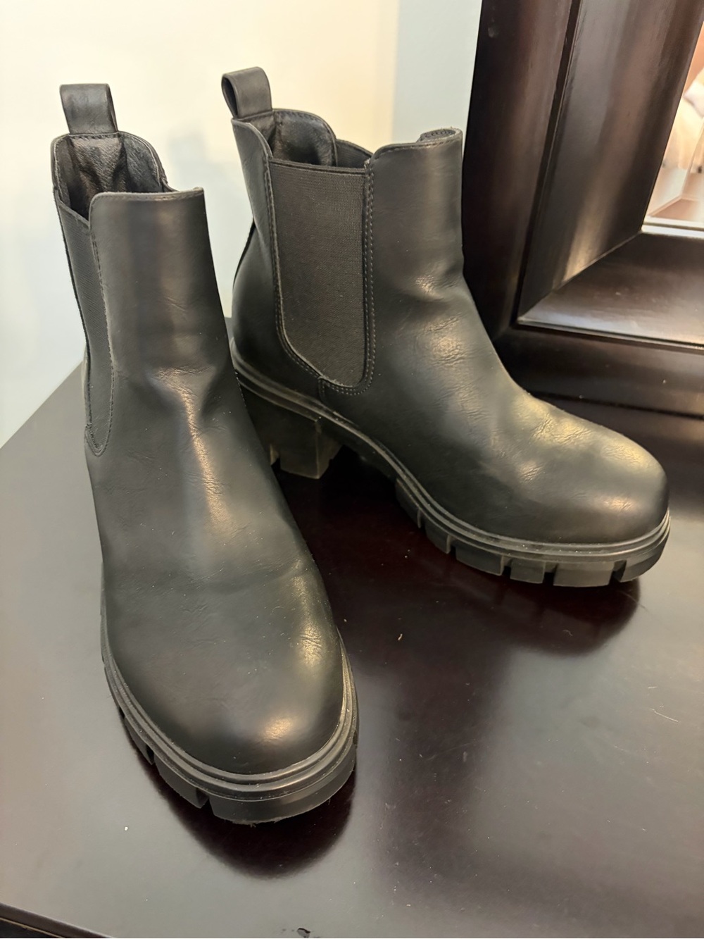 MIA Black Chelsea Lug Sole Ankle Boots